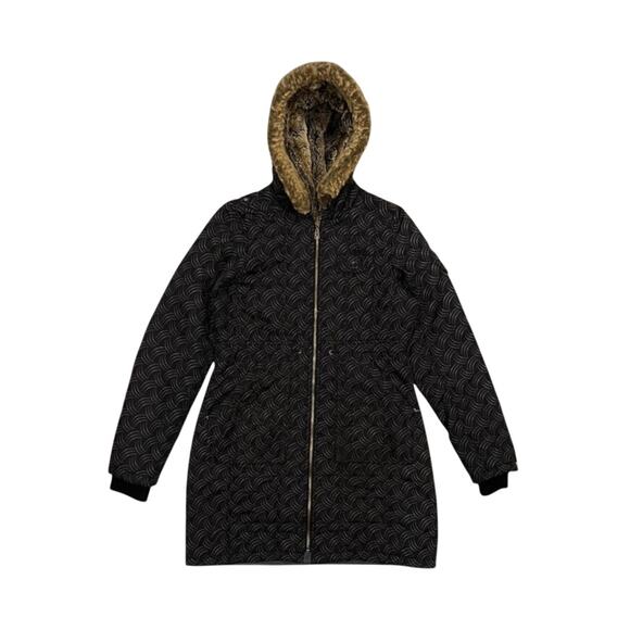 ★ Billabong Black Quilted Hooded Parka Jacket / Coat with Faux Fur Trim ★ - Picture 1 of 7